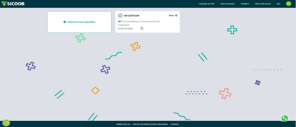 Listagem dos aplicativos criados.