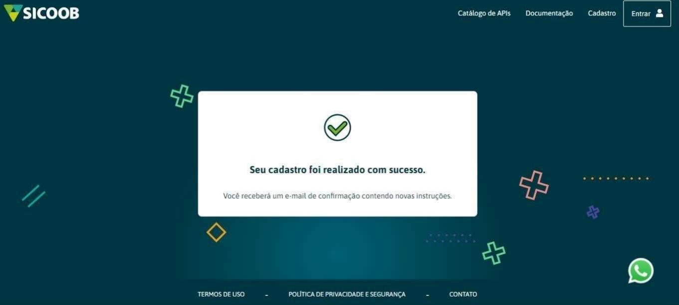 E-mail de verificação para criação de senha.