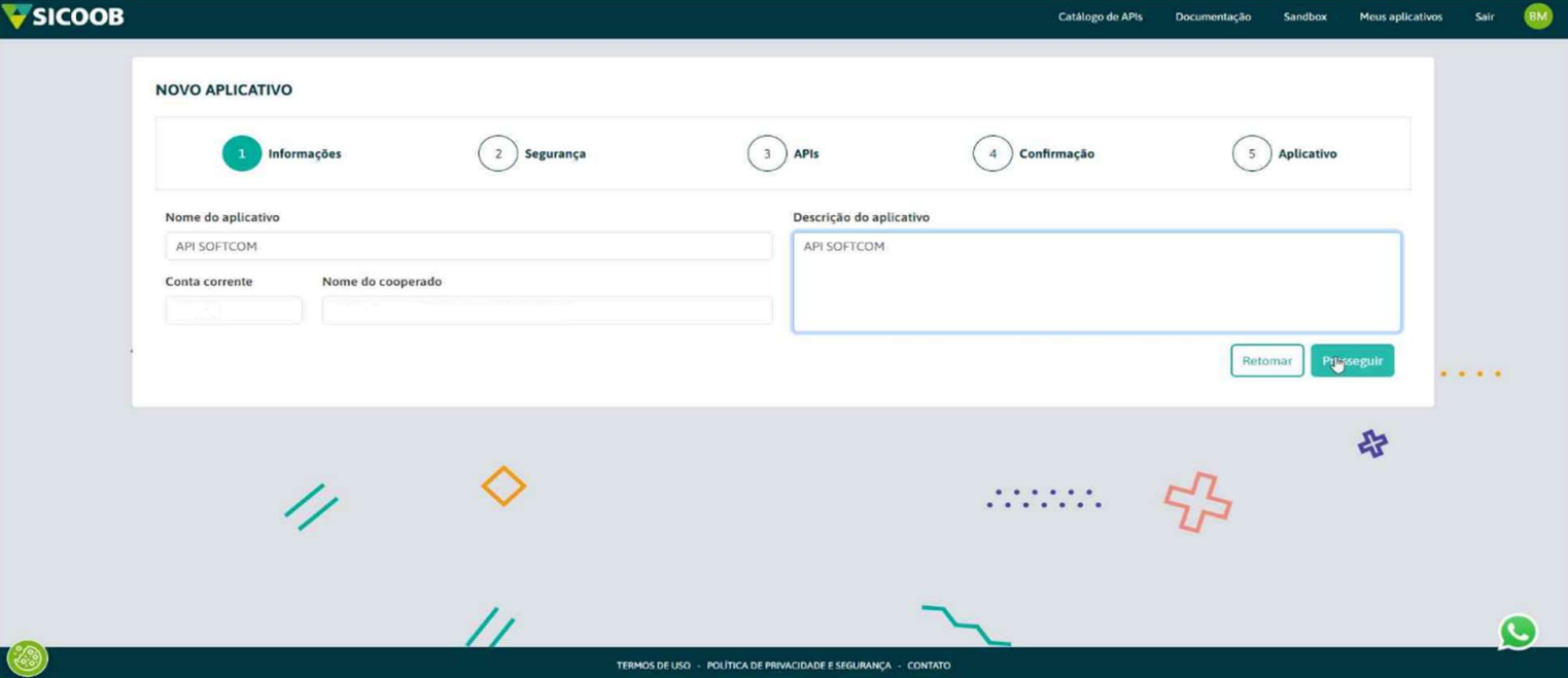 Preenchimento dos dados do aplicativo.