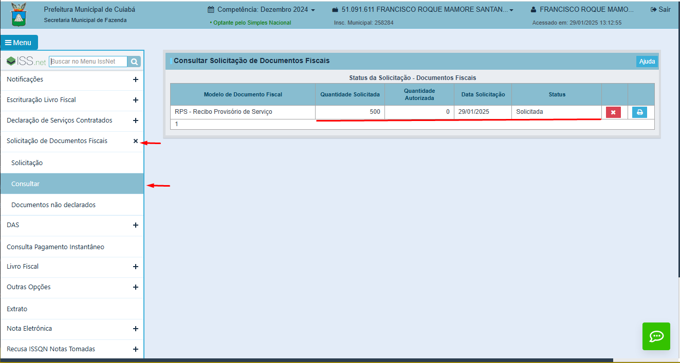 Consultar Solicitação